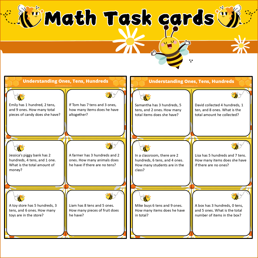 Understanding Ones, Tens, Hundreds | Math Task Cards