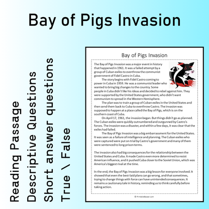 Bay of Pigs Invasion | Reading Comprehension Passage Printable Worksheet