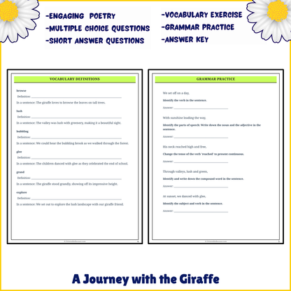 A Journey with the Giraffe | Poem Grammar Worksheet Printable Activity