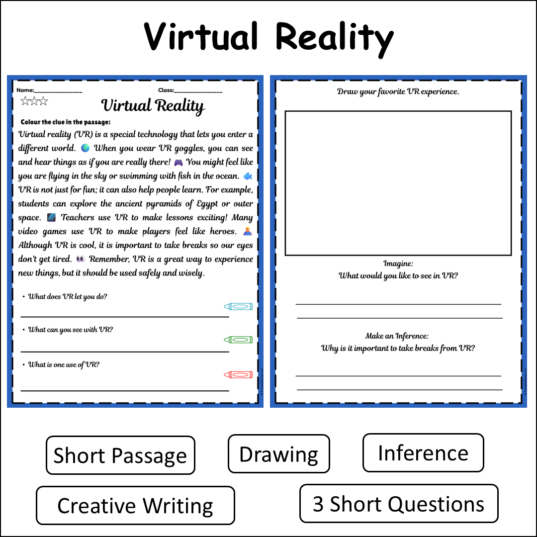 Virtual Reality | Short Reading Comprehension Creative Worksheet