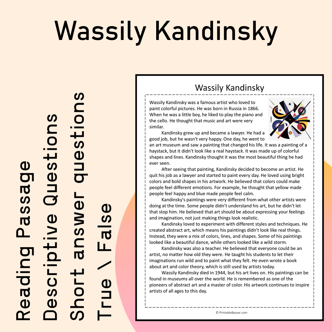 Wassily Kandinsky | Reading Comprehension Passage Printable Activity