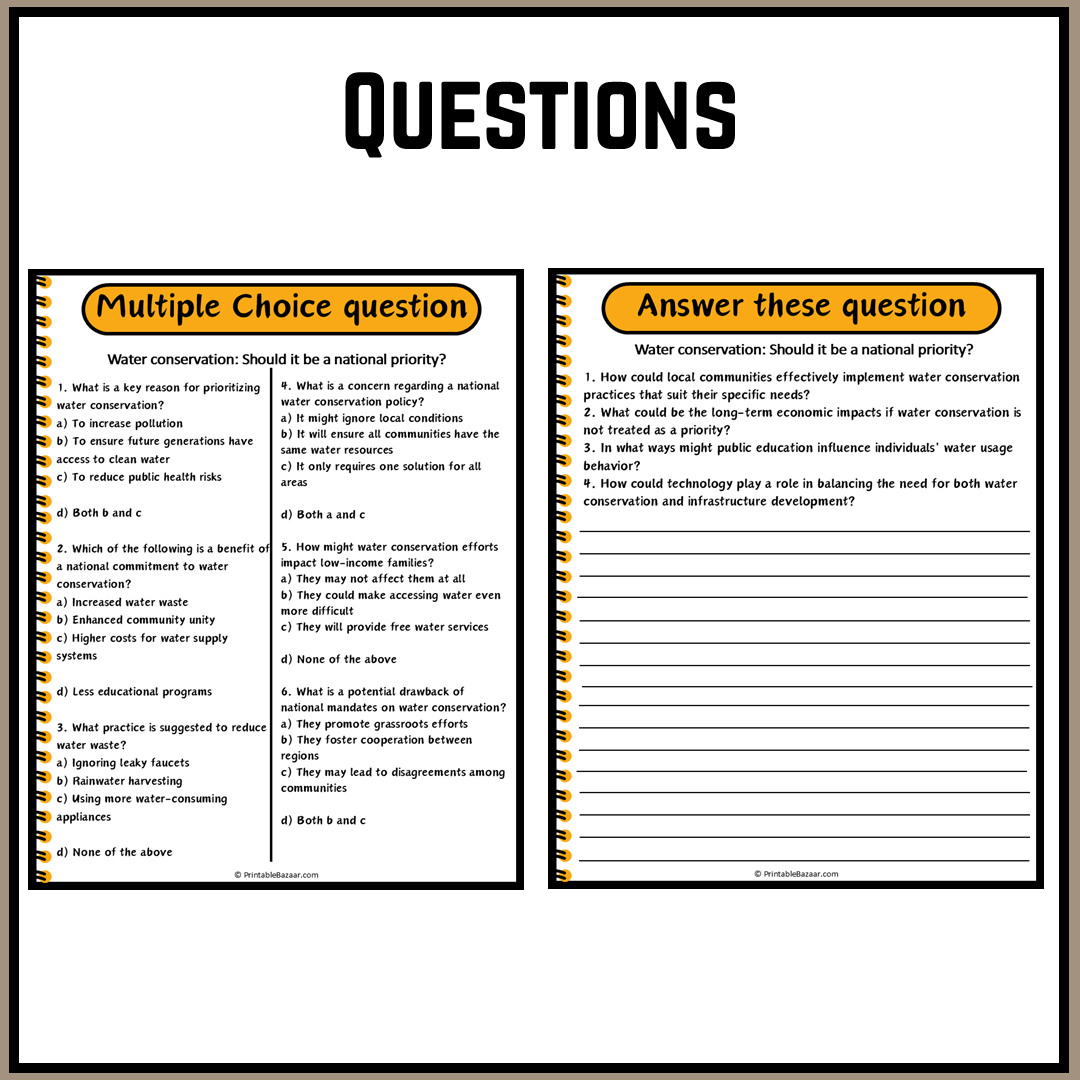 Water conservation: Should it be a national priority? | Debate Case Study Worksheet