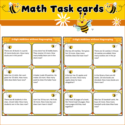 2-Digit Addition without Regrouping | Math Task Cards