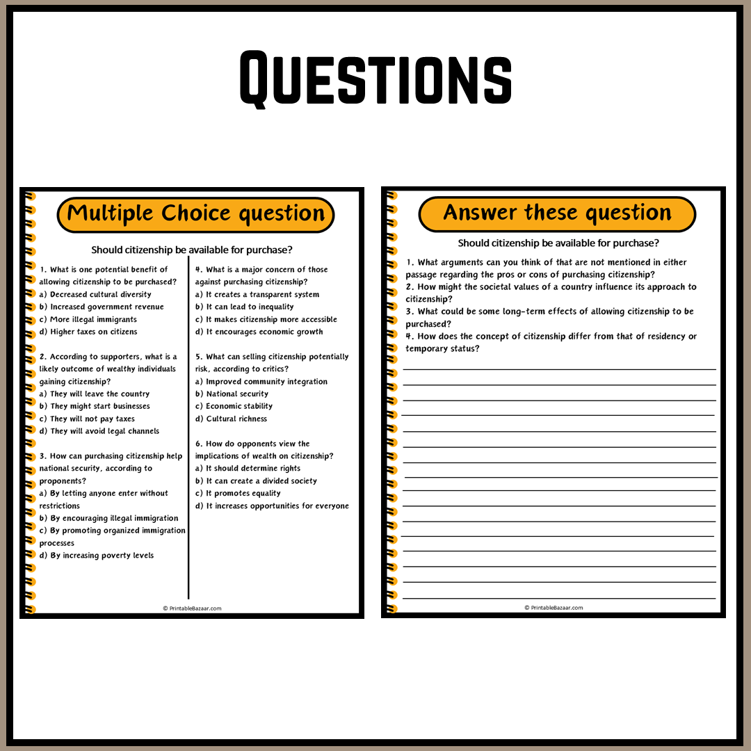 Should citizenship be available for purchase? | Debate Case Study Worksheet