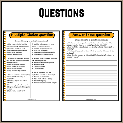 Should citizenship be available for purchase? | Debate Case Study Worksheet