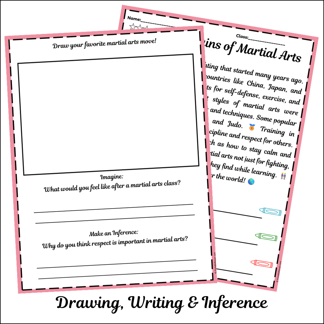 The Origins of Martial Arts | Short Reading Comprehension Creative Worksheet