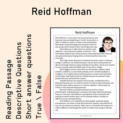 Reid Hoffman | Reading Comprehension Passage Printable Activity