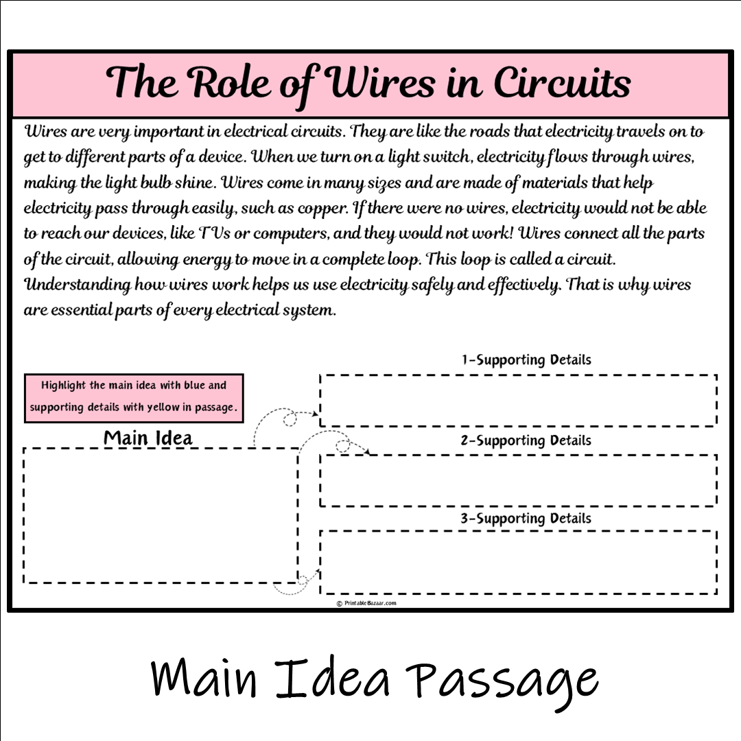 The Role of Wires in Circuits | Main Idea and Supporting Details Reading Passage and Questions