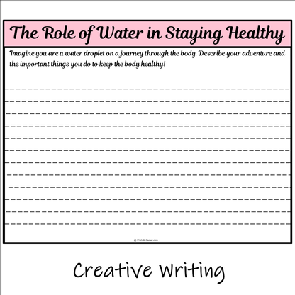 The Role of Water in Staying Healthy | Main Idea and Supporting Details Reading Passage and Questions