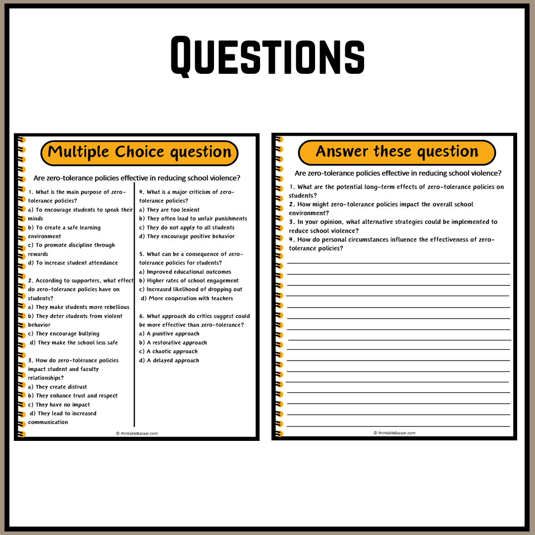 Are zero-tolerance policies effective in reducing school violence? | Debate Case Study Worksheet