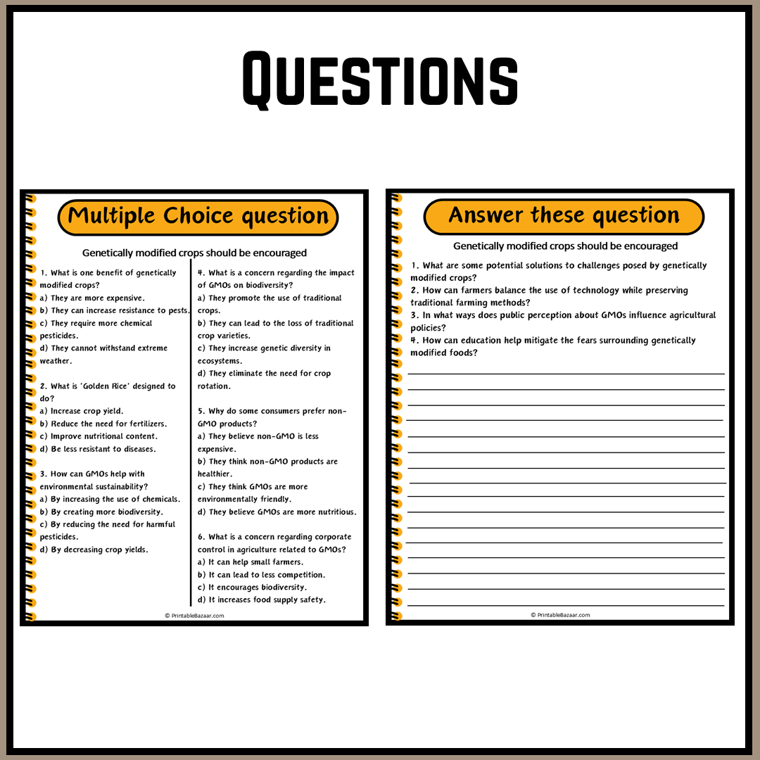 Genetically modified crops should be encouraged | Debate Case Study Worksheet