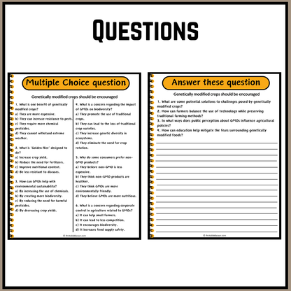 Genetically modified crops should be encouraged | Debate Case Study Worksheet