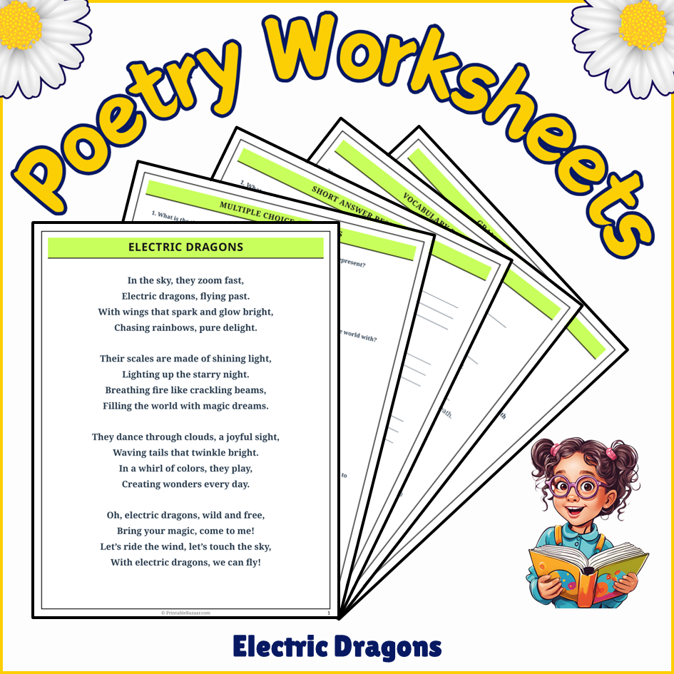 Electric Dragons | Poem Grammar Worksheet Printable Activity