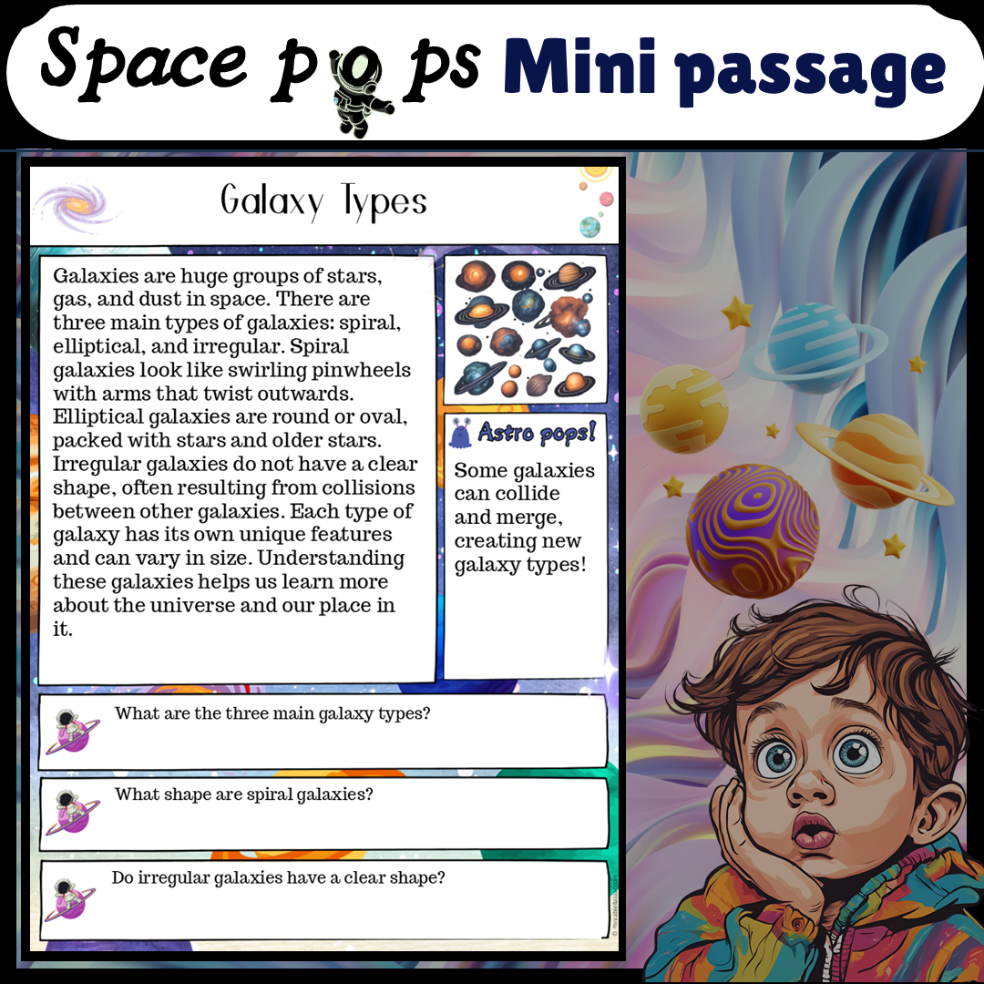 Galaxy Types | Space Pops Reading Passage and Questions