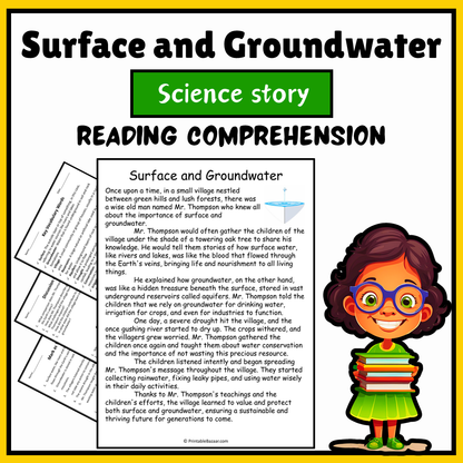 Surface and Groundwater | Science Story Reading Comprehension Activity