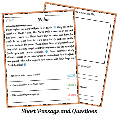 Polar | Short Reading Comprehension Creative Worksheet
