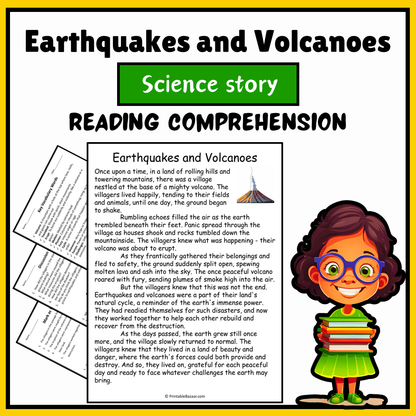 Earthquakes and Volcanoes | Science Story Reading Comprehension Activity
