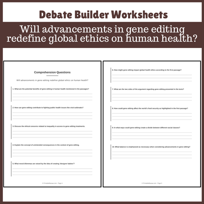 Will advancements in gene editing redefine global ethics on human health? | Favour and Against Worksheet Printable Activity