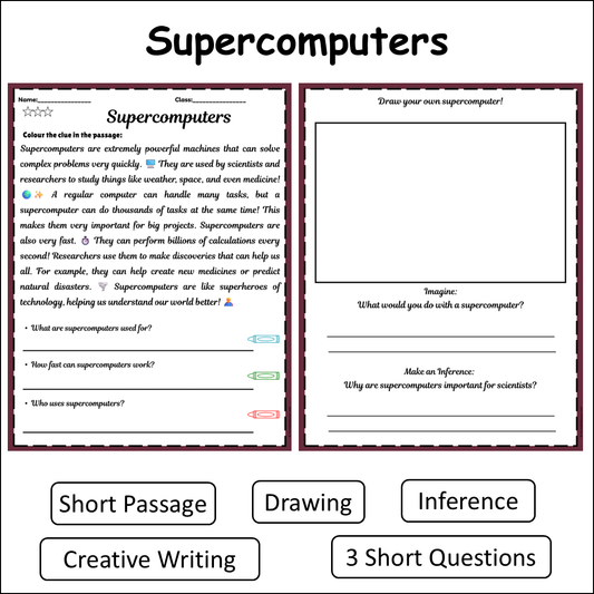 Supercomputers | Short Reading Comprehension Creative Worksheet
