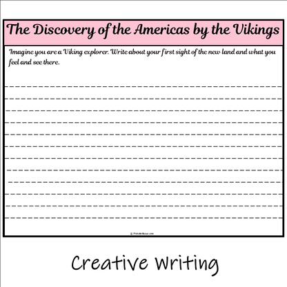 The Discovery of the Americas by the Vikings | Main Idea and Supporting Details Reading Passage and Questions