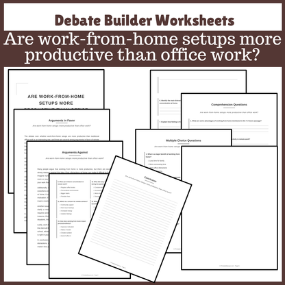 Are work-from-home setups more productive than office work? | Favour and Against Worksheet Printable Activity