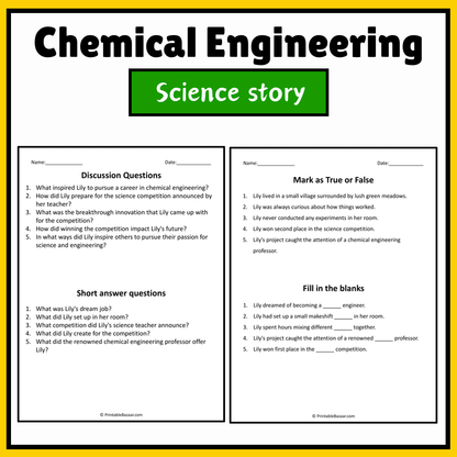 Chemical Engineering | Science Story Reading Comprehension Activity