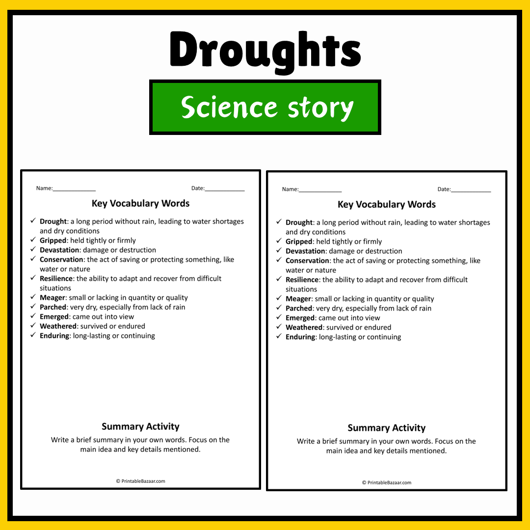 Droughts | Science Story Reading Comprehension Activity