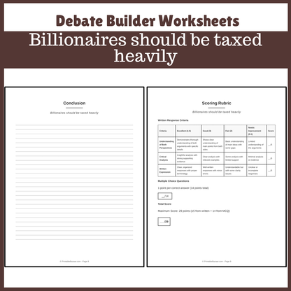 Billionaires should be taxed heavily | Favour and Against Worksheet Printable Activity