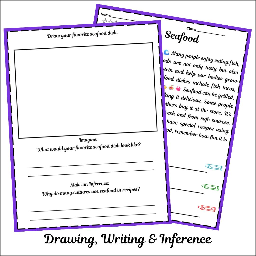 Seafood | Short Reading Comprehension Creative Worksheet