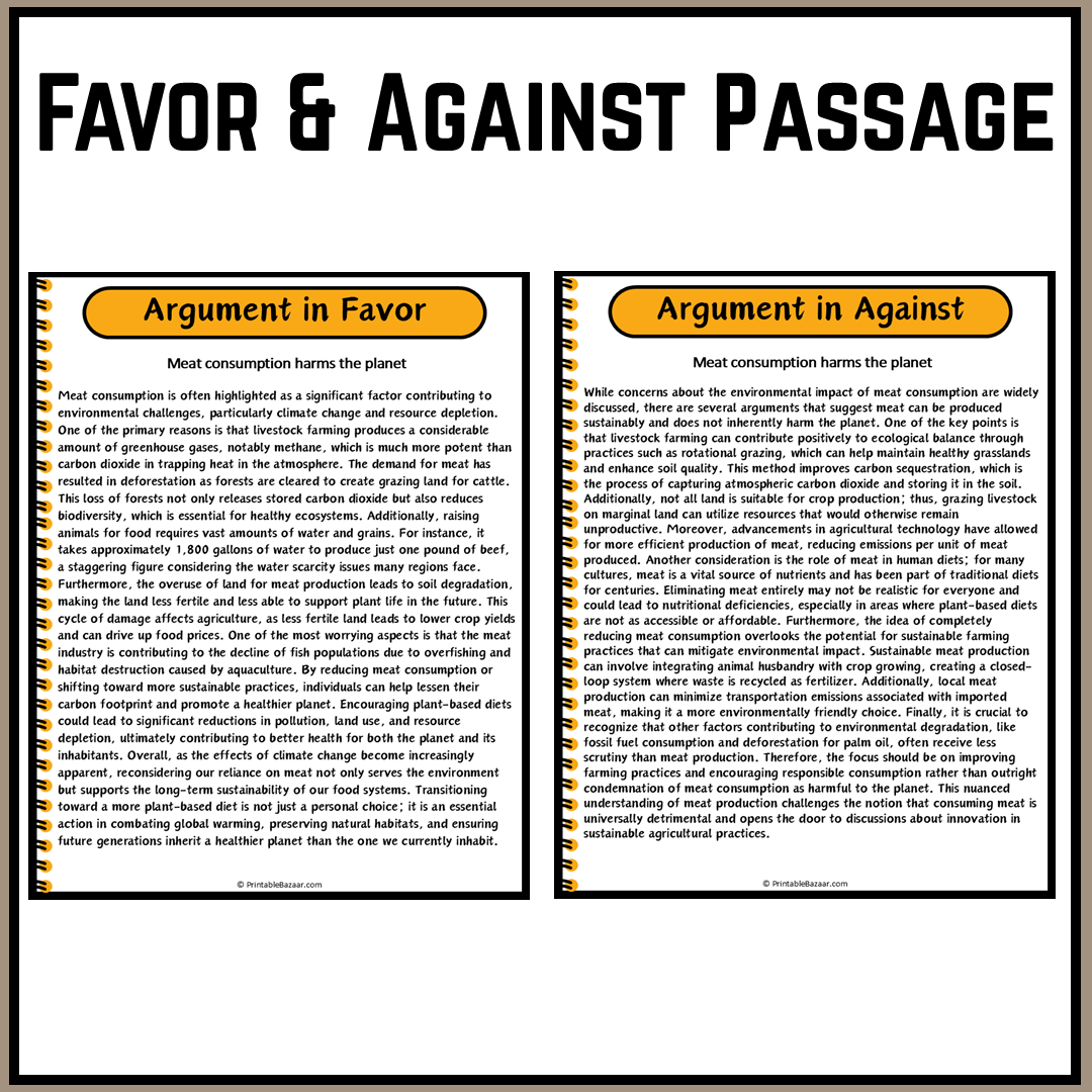 Meat consumption harms the planet | Debate Case Study Worksheet