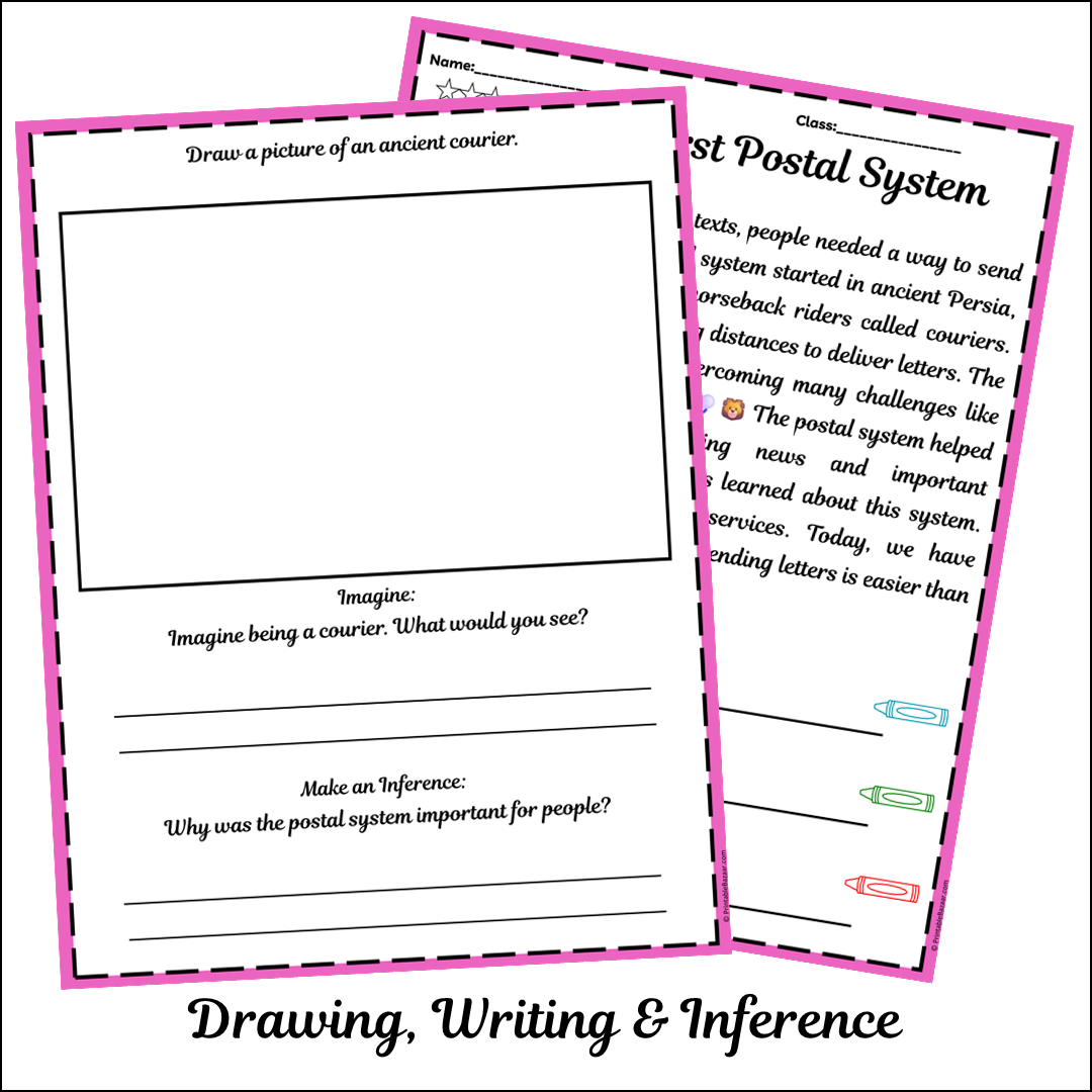 The First Postal System | Short Reading Comprehension Creative Worksheet