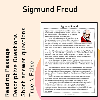 Sigmund Freud | Reading Comprehension Passage Printable Activity