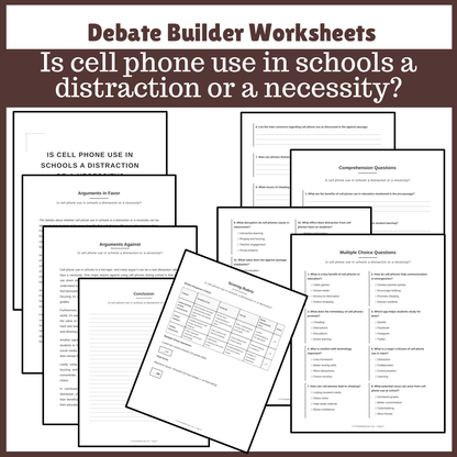 Is cell phone use in schools a distraction or a necessity? | Favour and Against Worksheet Printable Activity