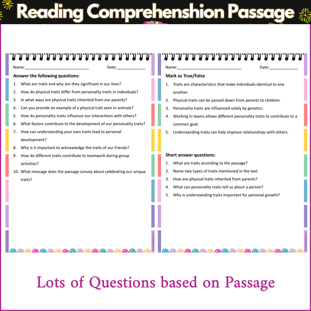 Traits | Reading Comprehension Passage and Questions