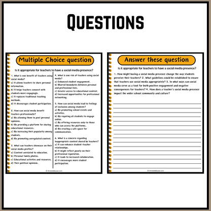 Is it appropriate for teachers to have a social media presence? | Debate Case Study Worksheet