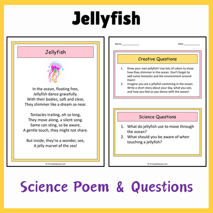 Jellyfish | Science Poem Reading Comprehension Activity