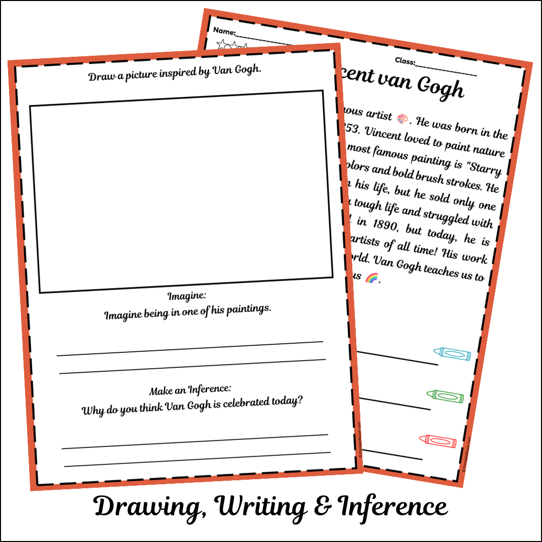 Vincent van Gogh | Short Reading Comprehension Creative Worksheet