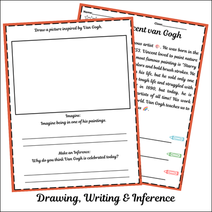 Vincent van Gogh | Short Reading Comprehension Creative Worksheet