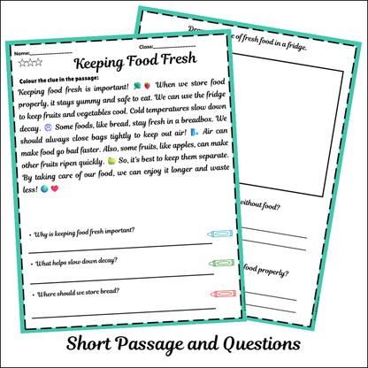Keeping Food Fresh | Short Reading Comprehension Creative Worksheet
