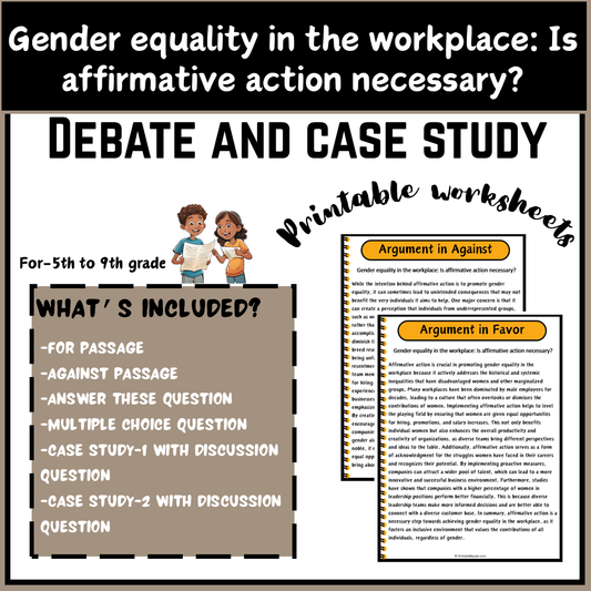 Gender equality in the workplace: Is affirmative action necessary? | Debate Case Study Worksheet