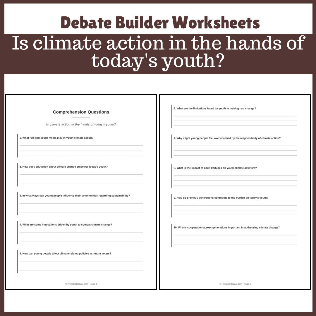 Is climate action in the hands of today's youth? | Favour and Against Worksheet Printable Activity