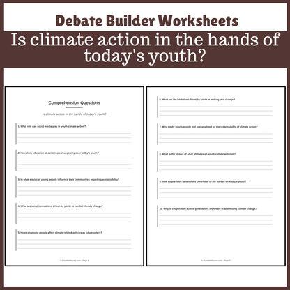 Is climate action in the hands of today's youth? | Favour and Against Worksheet Printable Activity