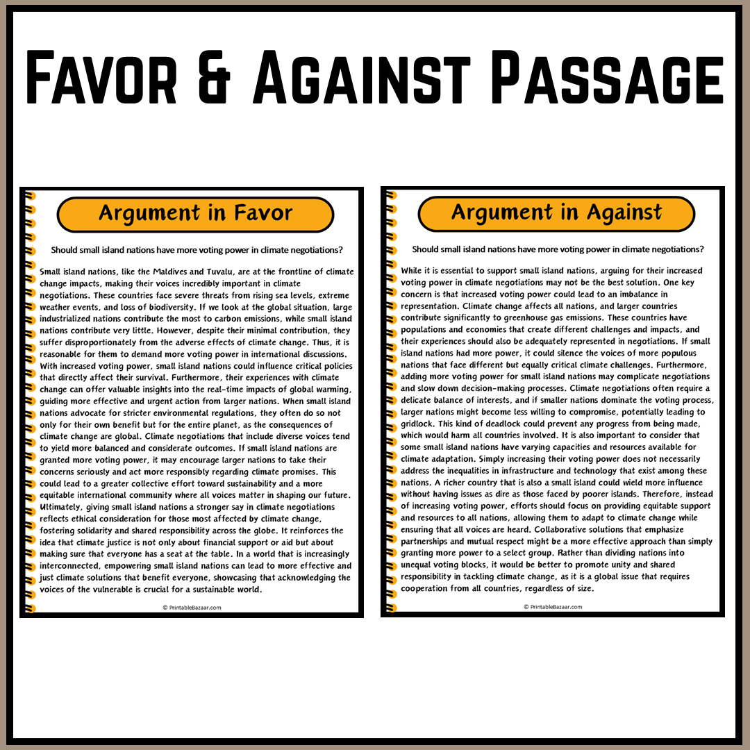 Should small island nations have more voting power in climate negotiations? | Debate Case Study Worksheet
