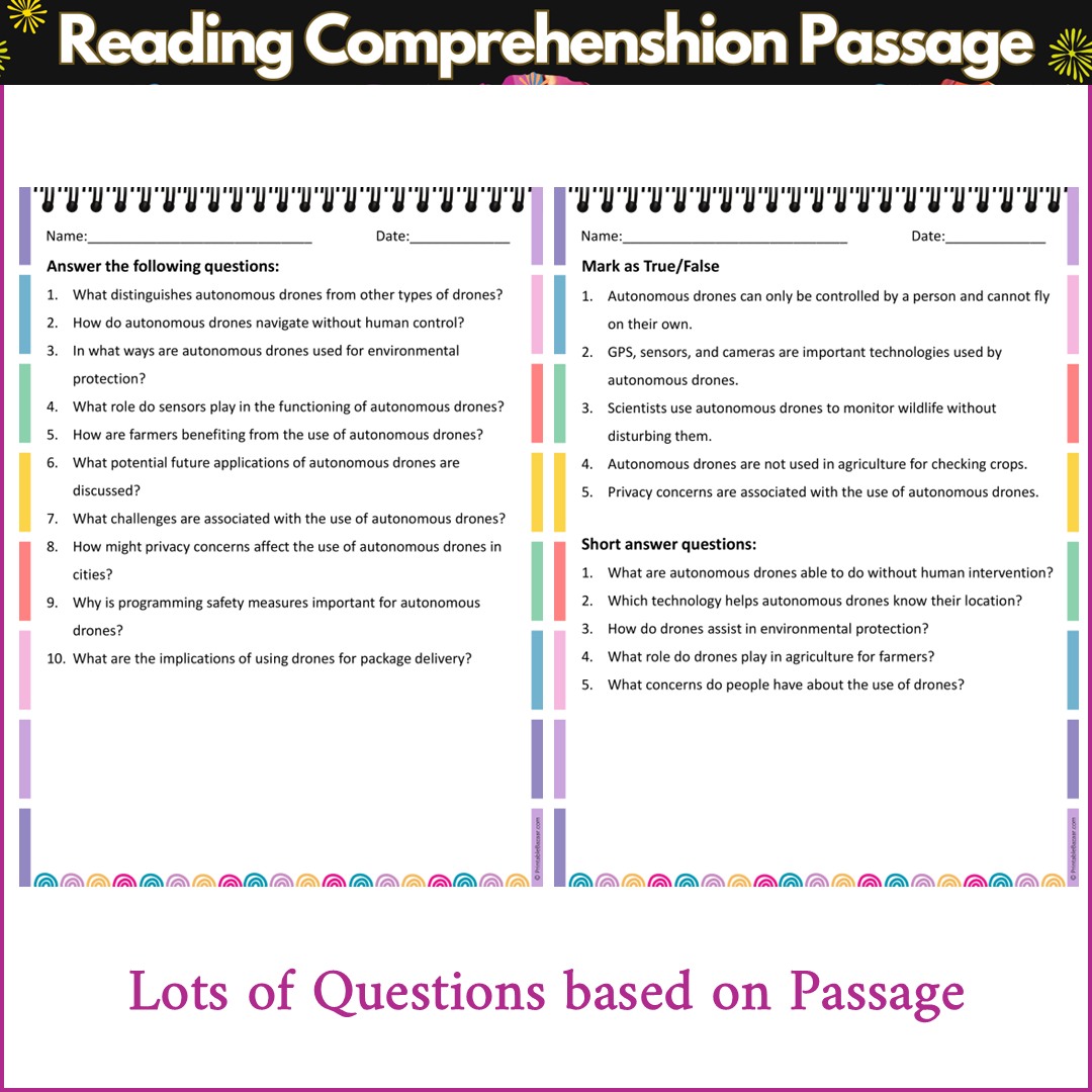 Autonomous Drones | Reading Comprehension Passage and Questions
