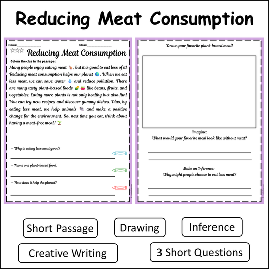 Reducing Meat Consumption | Short Reading Comprehension Creative Worksheet