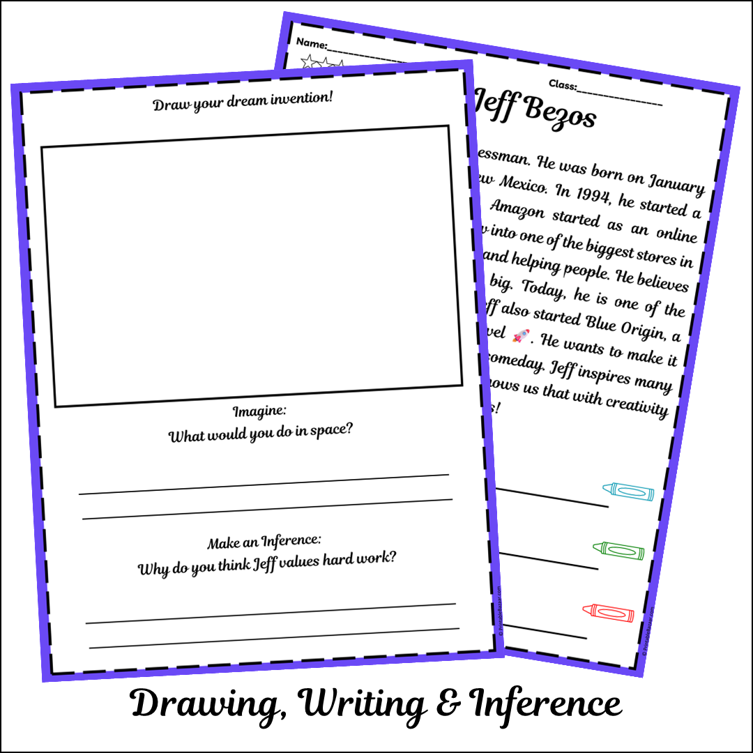 Jeff Bezos | Short Reading Comprehension Creative Worksheet