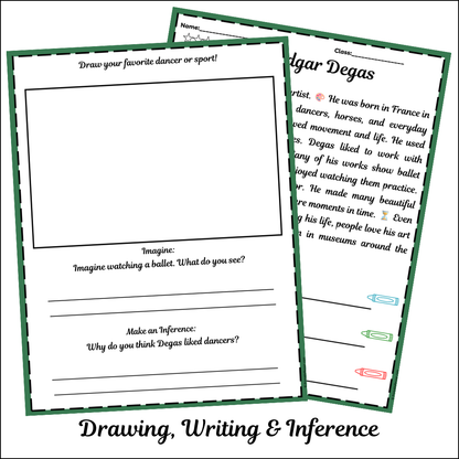 Edgar Degas | Short Reading Comprehension Creative Worksheet