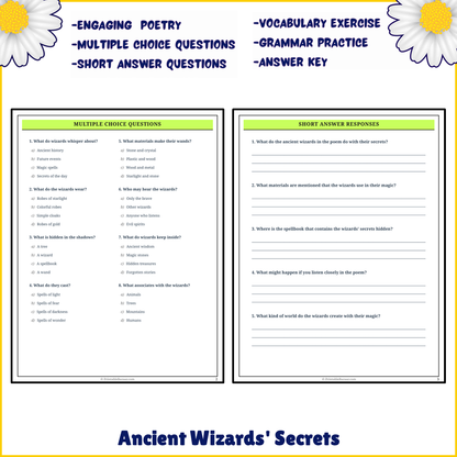 Ancient Wizards' Secrets | Poem Grammar Worksheet Printable Activity