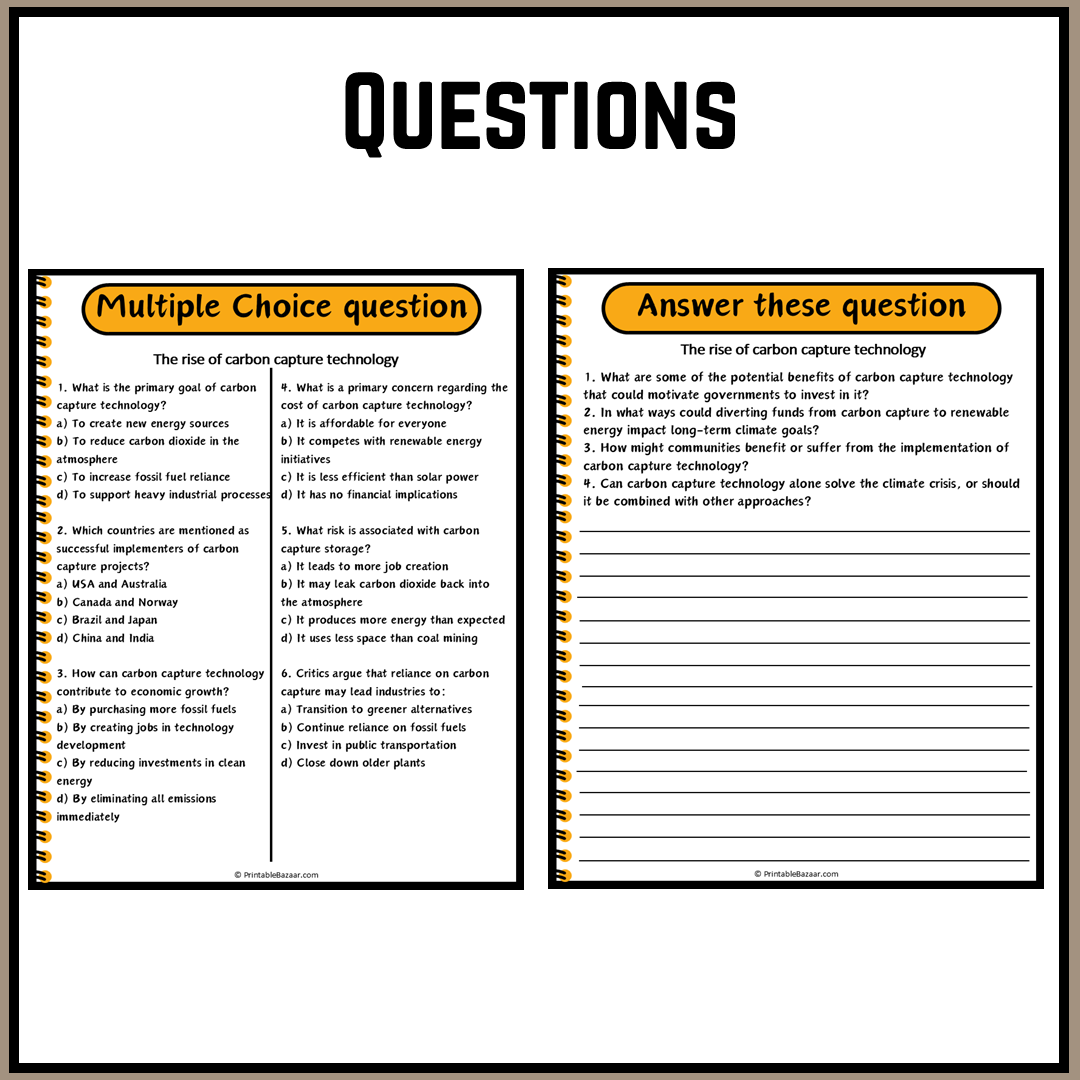 The rise of carbon capture technology | Debate Case Study Worksheet