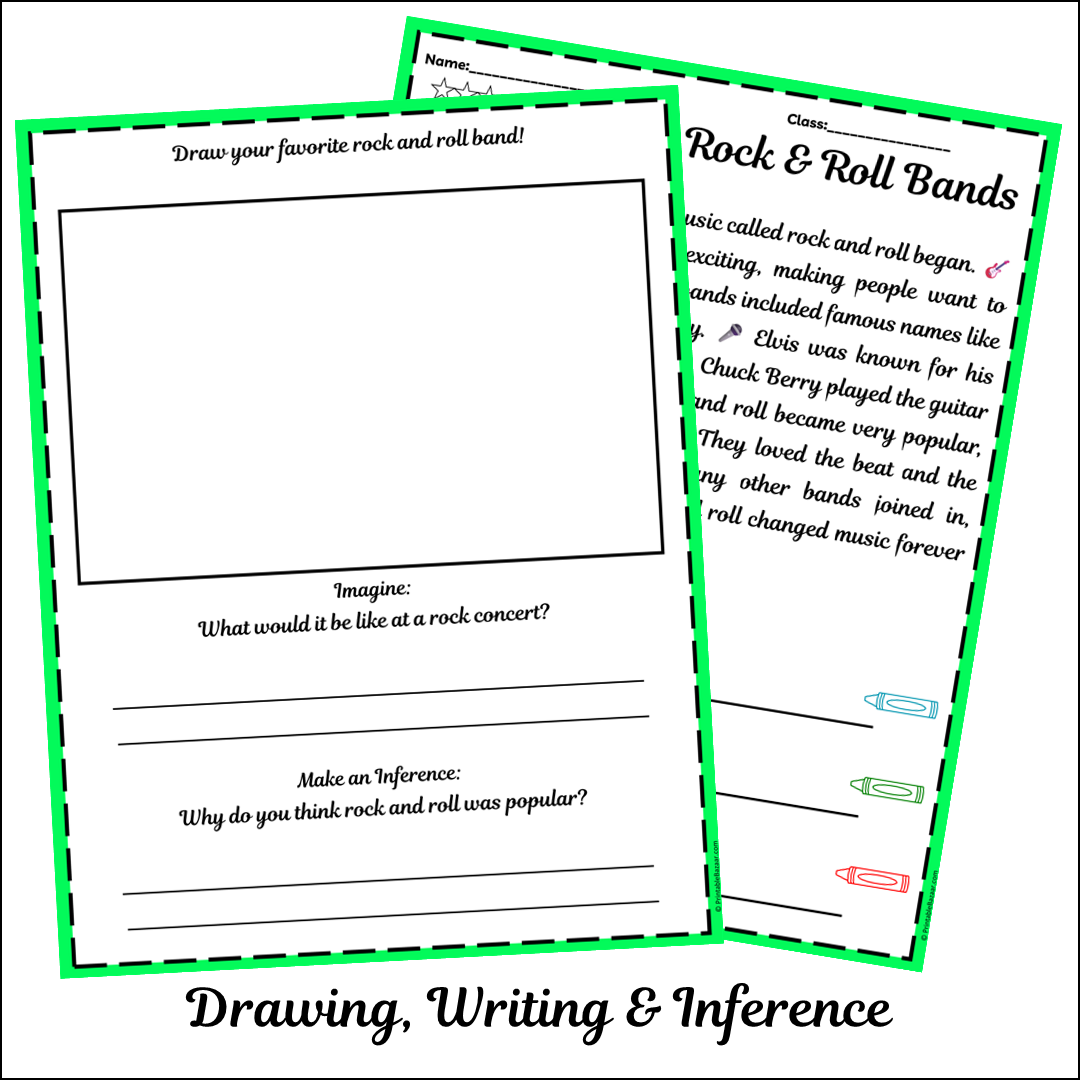 The First Rock & Roll Bands | Short Reading Comprehension Creative Worksheet